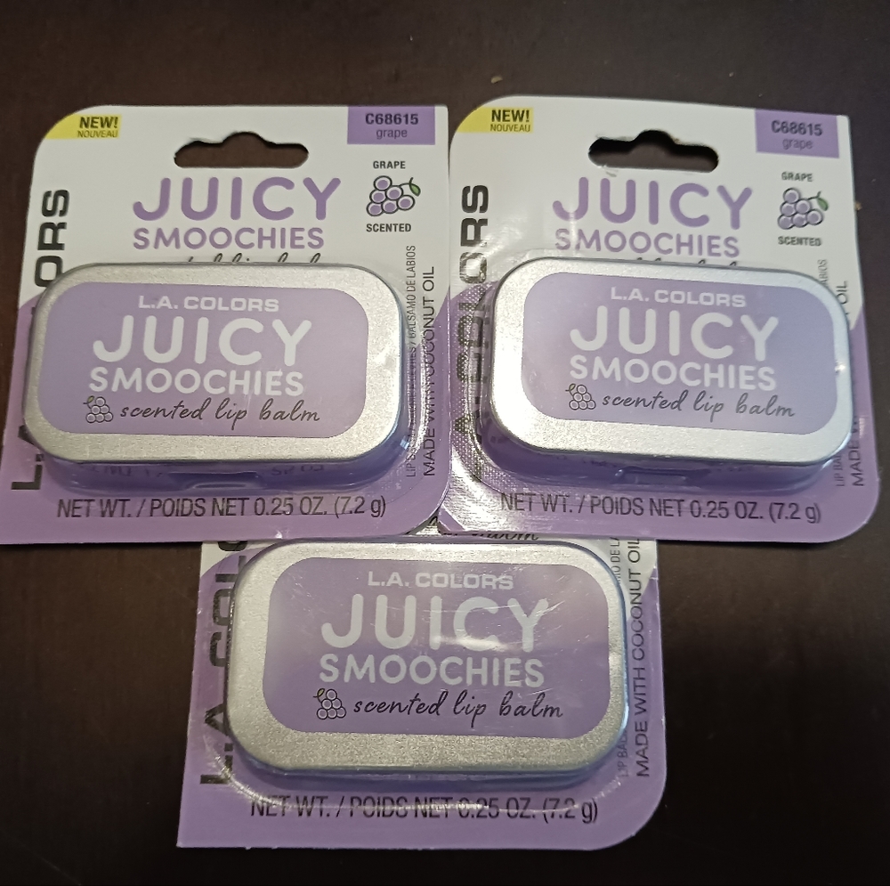 NEW! L.A COLORS GRAPE SCENTED LIP TINS (Set Of 3)